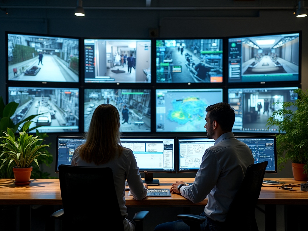 Security monitoring station with multiple CCTV feeds