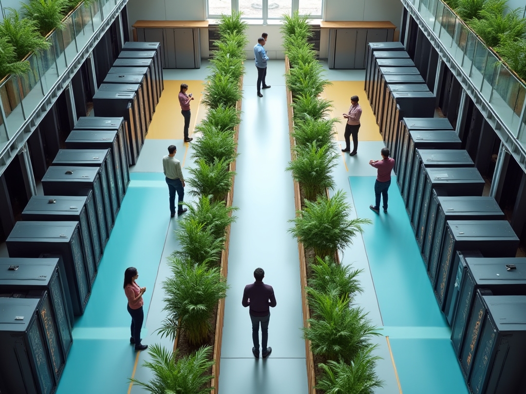 Data center rack layout with efficient organization